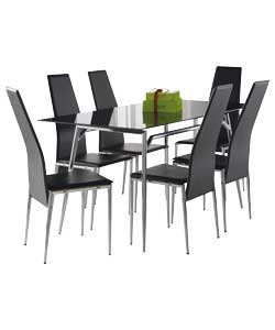 Javelin 150cm Glass Dining Table and 6