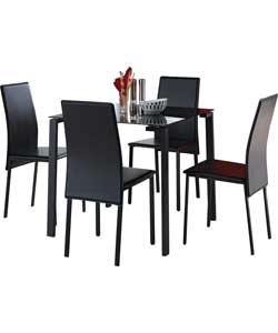 Rennes Black Dining Table and 4 Black