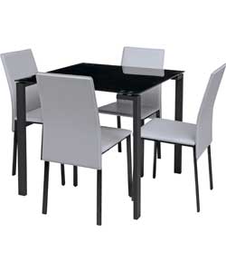 Rennes Black Dining Table and 4 White