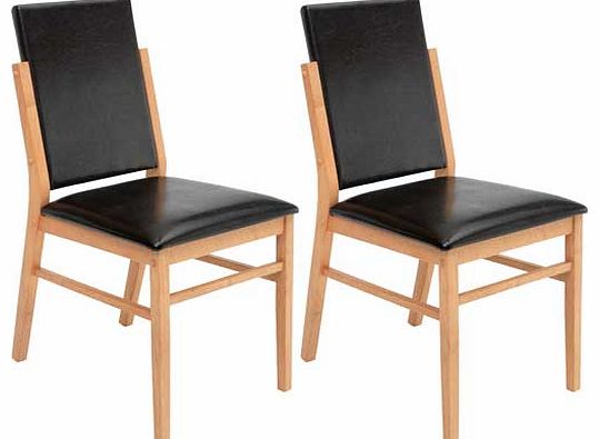 Hygena Riley Pair of Black Oak Chairs