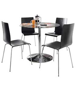 Ronda Pedestal Dining Table and 4 Black