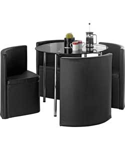 Round Space Saver Black Dining Table and