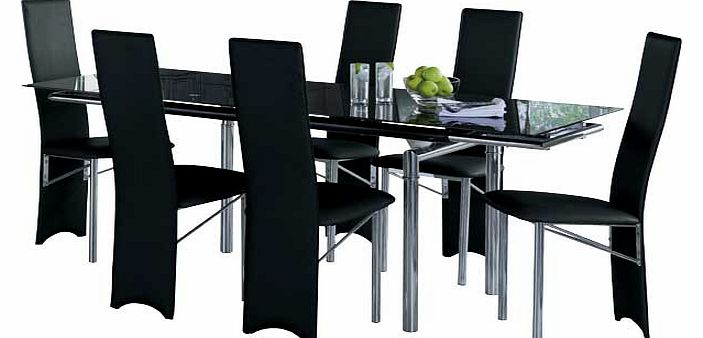 Savannah Black Glass Dining Table and 6