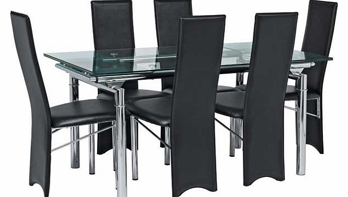 Savannah Clear Glass Dining Table and 6