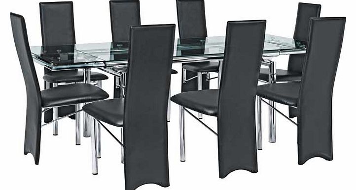 Savannah Clear Glass Dining Table and 8