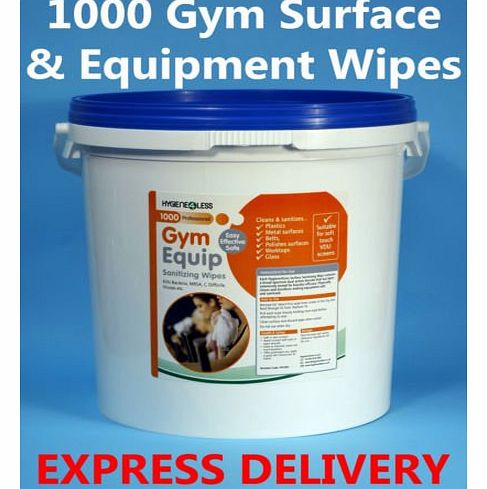 Hygiene4less Gym Equipment Sanitizing Wipes - 1000 Wipes Bucket - Gym Surface Sanitizer - Sanitising Sanitiser