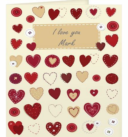 i-Personalisedit Personalised Fabric Heart Design Valentines - Anniversary - Wedding Card