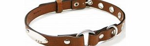 I Puppies Brown Leather Dog Collar