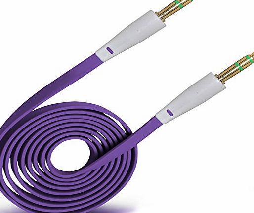 ( Purple ) Sony Xperia Z3 Compact Premium Stylish 3.5mm Jack To Jack 1 Metre Flat Music AUX Auxiliary Audio Cable Lead by i-Tronixs