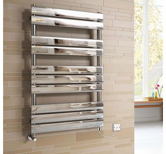 1000x600 mm Electric Chrome Designer Flat Panel Towel Rail Radiator Heated Bathroom