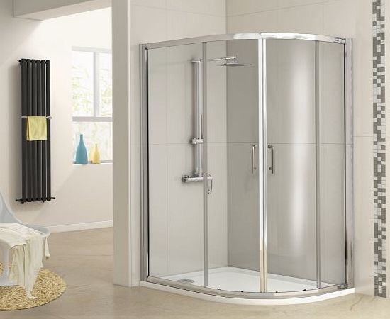 iBath 1200 x 800 mm Right Hand Offset Quadrant Glass Shower Enclosure and Tray Set