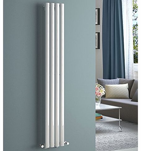 1600 x 240 mm White Vertical Oval Column Radiator Single Panel Designer Heater