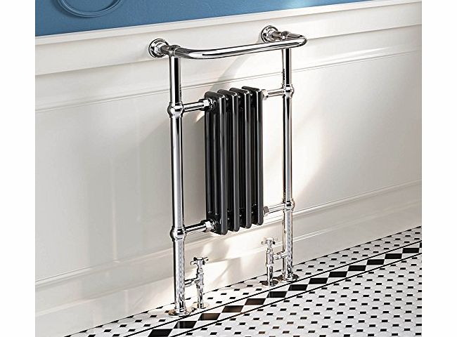 404 x 952 Traditional Black Radiator Heated Victorian Chrome Bathroom Towel Rail
