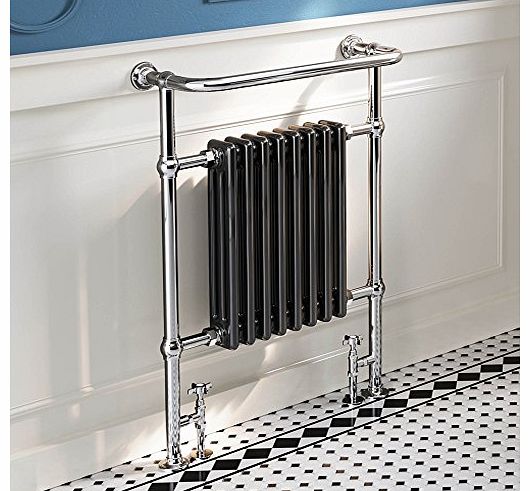 iBath 584 x 952 Traditional Black Radiator Heated Victorian Chrome Bathroom Towel Rail