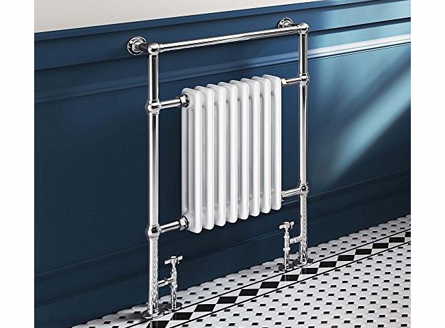 584 x 952 Traditional White Radiator Heated Victorian Chrome Bathroom Towel Rail