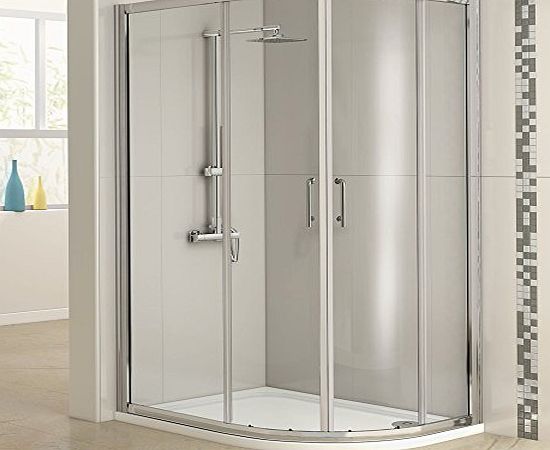 iBath 900 x 760 mm Right Hand Offset Quadrant Glass Shower Enclosure and Tray Set