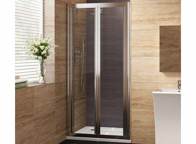 900mm Designer Bi-Fold EasyClean Glass Shower Enclosure Cubicle Doors Set