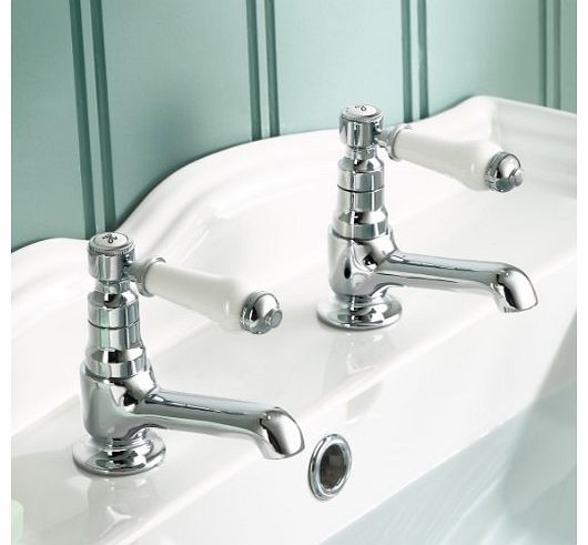 Traditional Twin Basin Sink Hot and Cold Taps Pair Chrome Bathroom Faucet?TB134