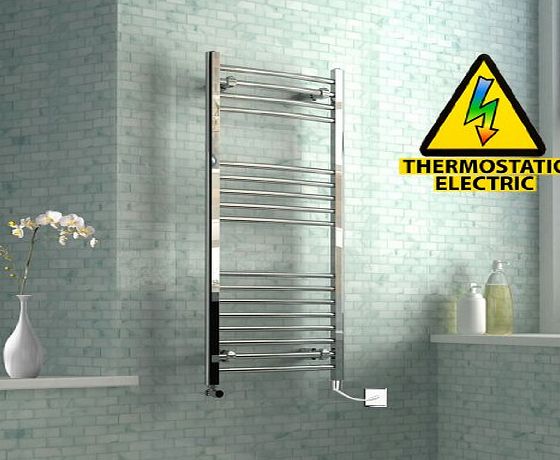 iBathUK 1200 x 500 mm Electric Curved Towel Rail Radiator Chrome Heated Ladder