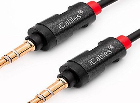 iCables Gold Plated - Audio Cable to Connect MP3 Player to Portable speakers - Stereo Auxiliary / AUX-IN / Car Audio Lead - Works with MP3 / MP4 Players, Pocket Speakers, PC / Laptop and other portable device