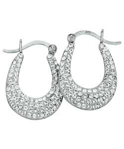 Ice Glitz Sterling Silver Crystal Creole Earrings