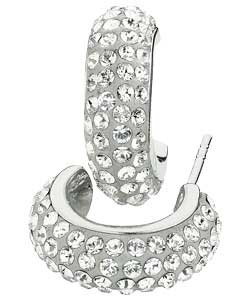 ice Glitz Sterling Silver Crystal Half Hoop Earrings