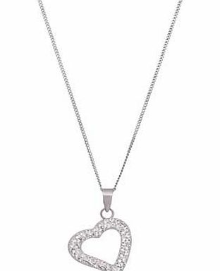 Ice Glitz Sterling Silver Floating Crystal Heart Pendant