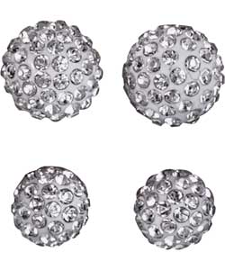 Ice Sparkle Sterling Silver Crystal Ball Stud