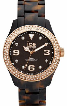 ICE-Watch  Ice-Elegant Womens Quartz Watch with Black Dial Analogue Display and Brown Bracelet EL.TGD.U.AC.12