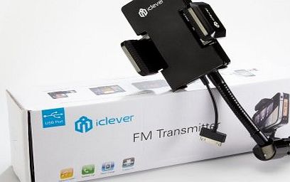 iClever All Channel Wireless FM Transmitter Car Holder Car Charger Cigarette Lighter for Apple iPod / iTouch 3G, 