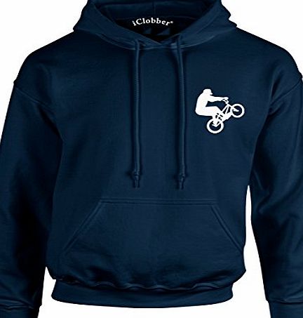 iClobber Personalised BMX Hoodie Hoodie Hoody School College, Navy blue, 9-11 (Kids)