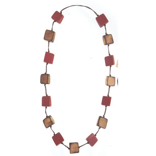 Icon Ladies Icon Burnt Wood Bead Necklace Red