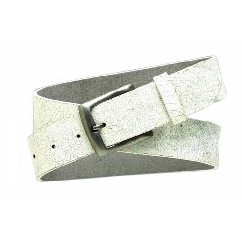 Mens Icon Changeable Buckle Leather Belt White