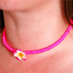 Icon Shell/Mini Flower Necklace - Fluo Pink
