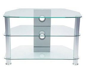 UKGL2309CLR 3 Tier Glass Clear TV Stand