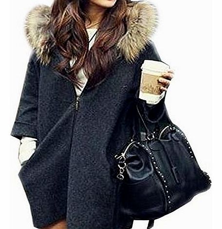 IDEAL Fashion Womens Oversized Loose Knit Cardigan Faux Fur Hooded Coat Zip Jacket Parkas