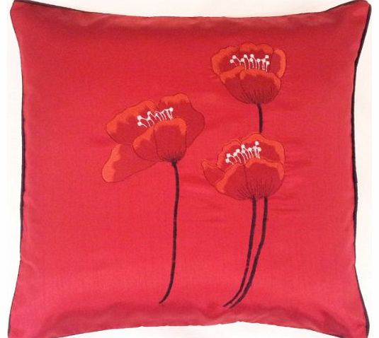 Red Cushion Cover Poppies - 18`` x 18``