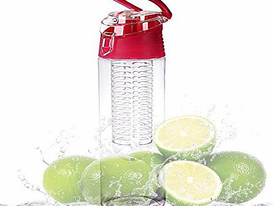 iDealhere IDH 800ML Fruit Infusing Infuser Water Sports Health Lemon Juice Bottle Flip Lid (Red)