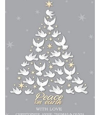 Personalised Christmas Cards (12 Pack of traditional Peace on Earth Cards)