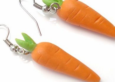 Idin Handmade Earrings - Miniature carrot polymer clay drop earrings