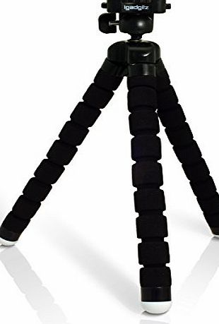 iGadgitz Black Lightweight Large Universal Flexible Foam Mini Tripod with Quick Release Plate for Vivitar DVR508, DVR508HD, DVR808HD, DVR908M HD Camcorders
