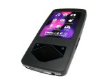 iGadgitz BLACK Silicone Skin Case Cover for Samsung YP-Q1 MP3 Player 4GB, 8GB and 16GB   Screen Protector and Lanyard