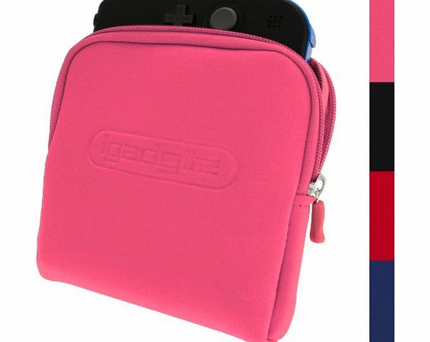 iGadgitz Pink Neoprene Sleeve Protective Travel Pouch Carry Case Cover for Nintendo 2DS