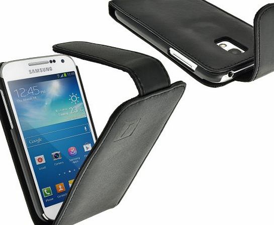 iGadgitz Premium Executive Flip Black Leather Case Cover for Samsung Galaxy S4 SIV MINI I9190 I9195 With Sleep Wake   Magnetic Closure   Screen Protector