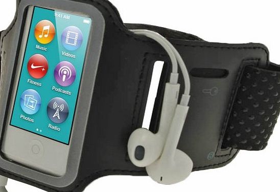 iGadgitz Reflective Anti-Slip Neoprene Sports Gym Jogging Armband for Apple iPod Nano 7th Generation 16GB - B