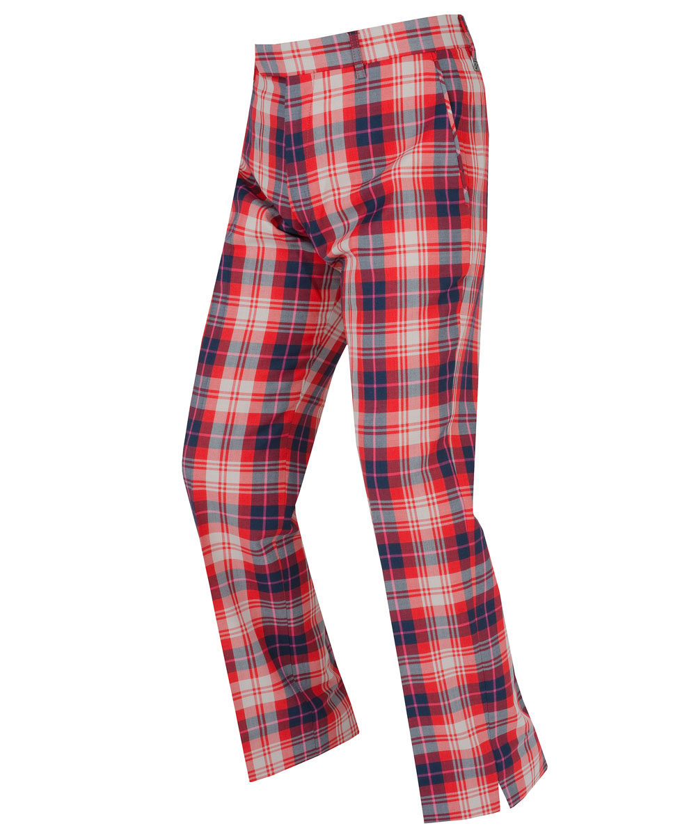 IJP Design Poulter Tartan Trousers Red/White/Navy