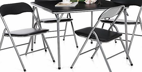 IKAYAA Dining Table and 4 Chairs Dining Table Set Garden Furniture Kitchen Table Camping Picnic Table Chairs