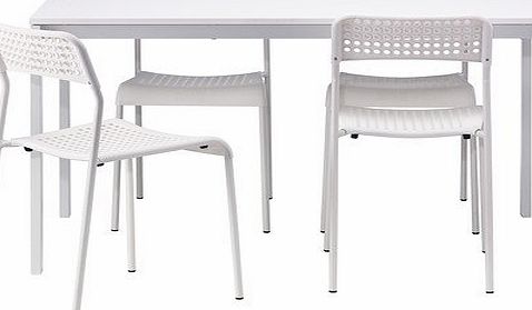 Ikea  MELLTORP/ ADDE - Table and 4 chairs, white - 125 cm