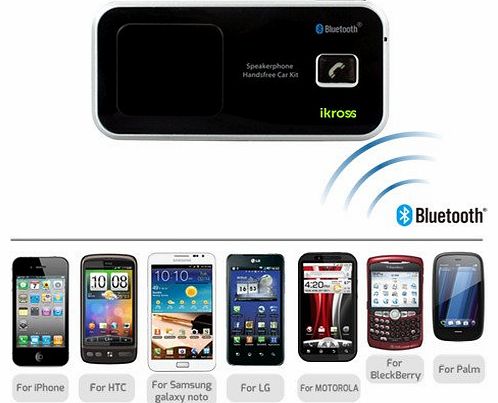 iKross Solar Powered Mount Bluetooth Speakerphone Handsfree Car Kit for Sony Xperia M2, Xperia Z2, Xperia Z