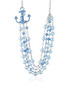 Ileana Creations Blue Anchor Swarovski Crystal and Pearl Necklace